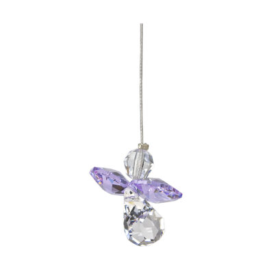 Woodstock Chimes Crystal Guardian Angel Purple Crystal 1 in. Wind Chime