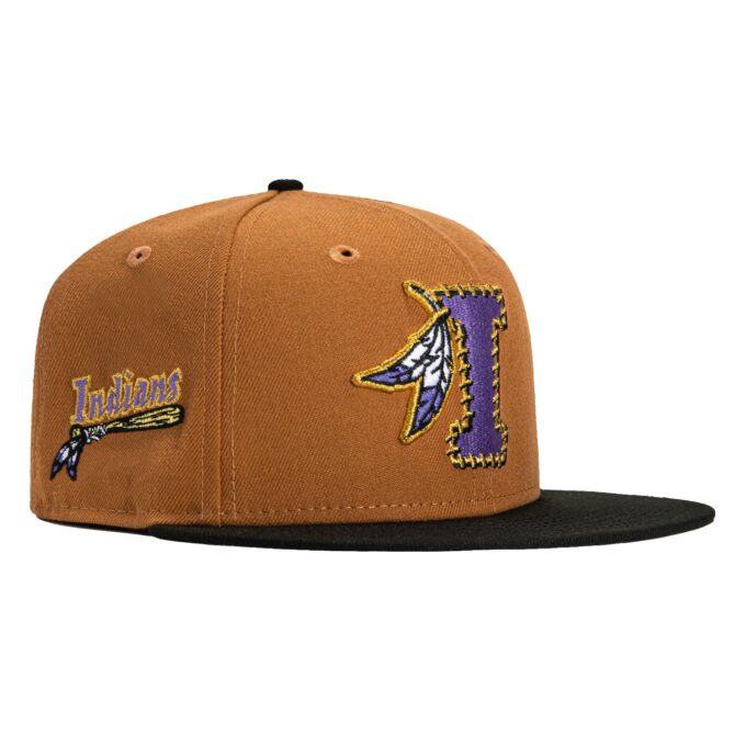 New Era 59Fifty Kinston Indians Logo Patch Hat – Khaki, Black, Gold on Sale