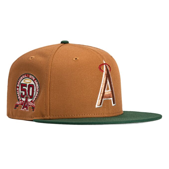 New Era 59Fifty Los Angeles Angels 50th Anniversary Patch Hat – Khaki, Green Supply