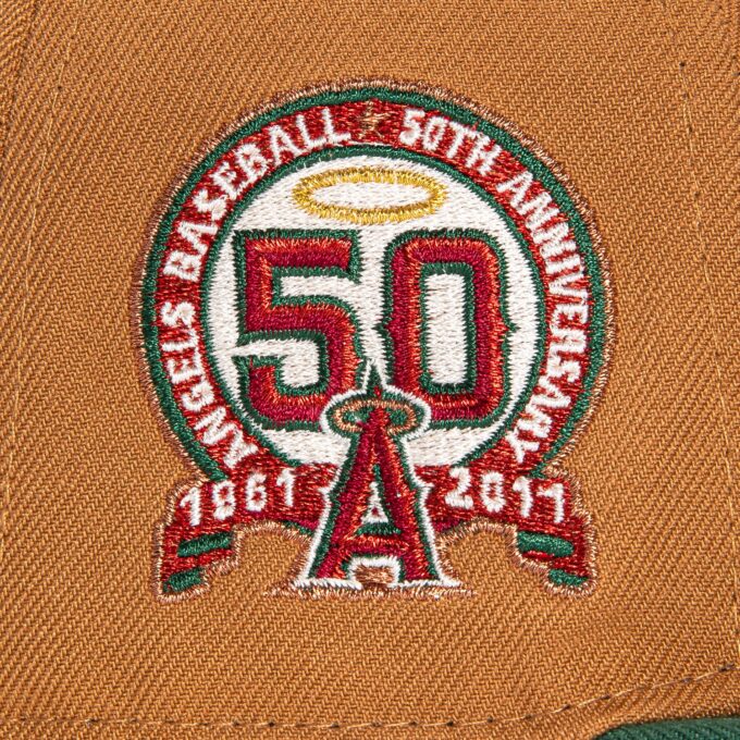 New Era 59Fifty Los Angeles Angels 50th Anniversary Patch Hat – Khaki, Green Supply