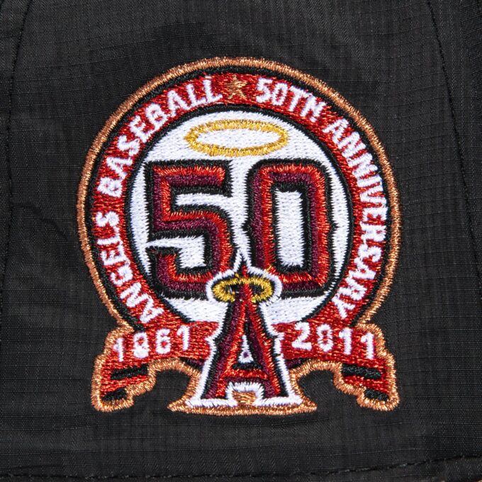 New Era 59Fifty Los Angeles Angels 50th Anniversary Patch upside Down Hat – Black, Olive, Metallic Gold Online