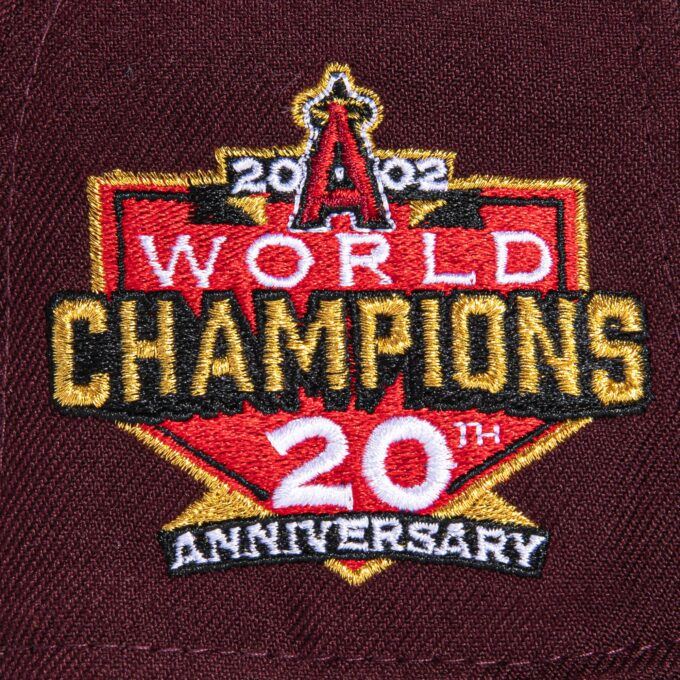 New Era 59Fifty Los Angeles Angels 20th Anniversary Champions Patch Hat – Maroon, Black Fashion