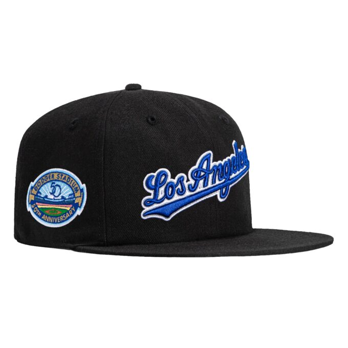 47 Brand Black Dome Sureshot Captain Los Angeles Dodgers 50th Anniversary Patch Snapback Script Hat – Black Hot on Sale