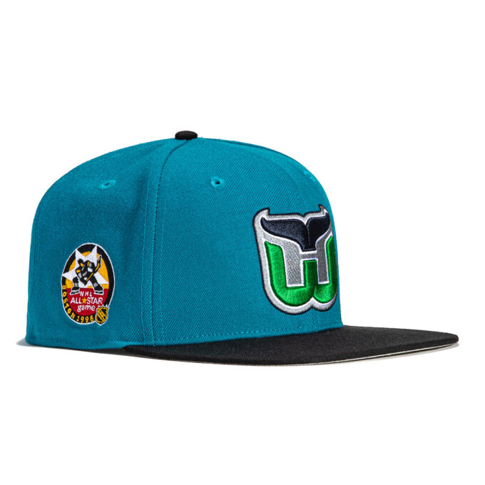 47 Brand Sureshot Hartford Whalers 1996 All Star Game Patch Snapback Hat – Teal, Black Fashion